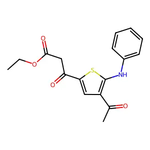 Ethyl 3-(4-acetyl-5-anilinothiophen-2-yl)-3-oxopropanoate structure