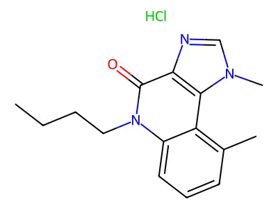 4H-Imidazo(4,5-c)quinolin-4-one, 1,5-dihydro-5-butyl-1,9-dimethyl-, monohydrochloride structure