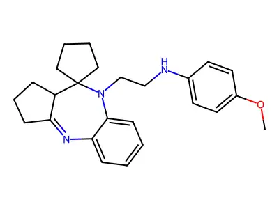 Spiro(benzo(b)cyclopenta(e)(1,4)diazepine-10(9H),1'-cyclopentane)-9-ethanamine, 1,2,3,10a-tetrahydro-N-(4-methoxyphenyl)- structure