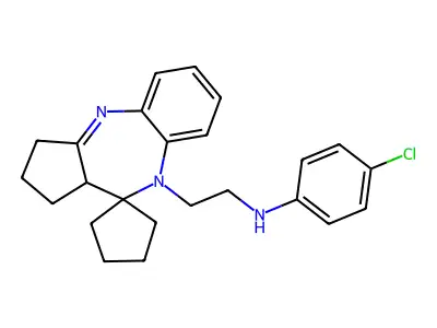 Spiro(benzo(b)cyclopenta(e)(1,4)diazepine-10(9H),1'-cyclopentane)-9-ethanamine, 1,2,3,10a-tetrahydro-N-(4-chlorophenyl)- structure