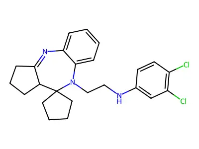 Spiro(benzo(b)cyclopenta(e)(1,4)diazepine-10(9H),1'-cyclopentane)-9-ethanamine, 1,2,3,10a-tetrahydro-N-(3,4-dichlorophenyl)- structure