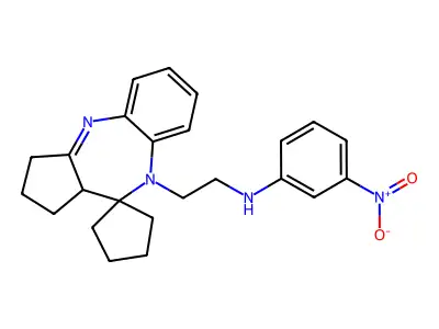 Spiro(benzo(b)cyclopenta(e)(1,4)diazepine-10(9H),1'-cyclopentane)-9-ethanamine, 1,2,3,10a-tetrahydro-N-(3-nitrophenyl)- structure