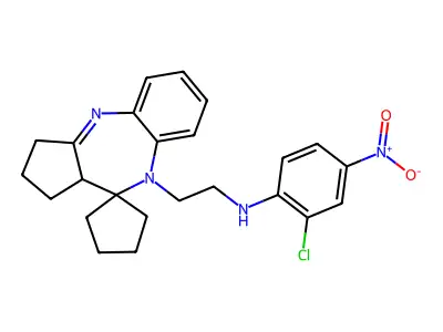 Spiro(benzo(b)cyclopenta(e)(1,4)diazepine-10(9H),1'-cyclopentane)-9-ethanamine, 1,2,3,10a-tetrahydro-N-(2-chloro-4-nitrophenyl)- structure