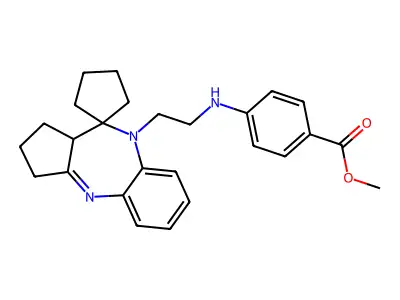 Benzoic acid, 4-((2-(1,2,3,10a-tetrahydrospiro(benzo(b)cyclopenta(e)(1,4)diazepine-10(9),1'-cyclopent)-9-yl)ethyl)amino)-, methyl ester structure