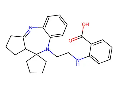 Benzoic acid, 2-((2-(1,2,3,10a-tetrahydrospiro(benzo(b)cyclopenta(e)(1,4)diazepine-10(9),1'-cyclopent)-9-yl)ethyl)amino)- structure