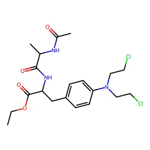 Ethyl N-acetylalanyl-4-[bis(2-chloroethyl)amino]phenylalaninate structure