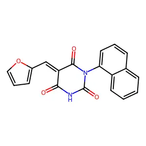 (5Z)-5-(furan-2-ylmethylidene)-1-naphthalen-1-yl-1,3-diazinane-2,4,6-trione structure