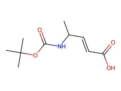 (2E)-4-(((tert-butoxy)carbonyl)amino)pent-2-enoic acid structure