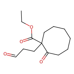 Cyclooctanecarboxylic acid, 2-oxo-1-(3-oxopropyl)-, ethyl ester structure