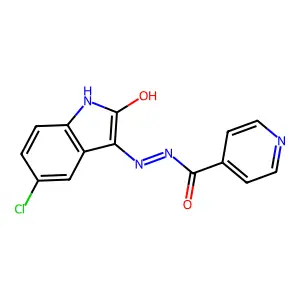 N-[(Z)-(5-chloro-2-oxo-indolin-3-ylidene)amino]pyridine-4-carboxamide structure