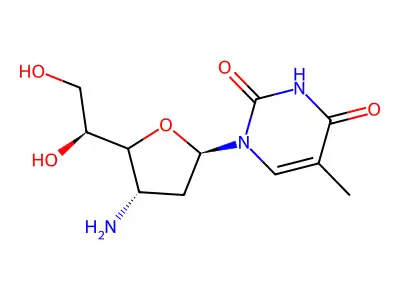 1-(3-Amino-2,3-dideoxy-beta-D-ribo-hexofuranosyl)thymine structure