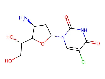 1-(3-Amino-2,3-dideoxy-beta-D-ribo-hexofuranosyl)-5-chlorouracil structure