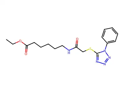 Hexanoic acid, 6-((((1-phenyl-1H-tetrazol-5-yl)thio)acetyl)amino)-, ethyl ester structure