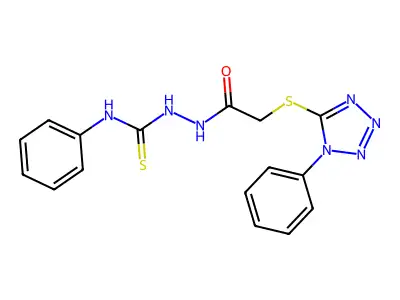 Acetic acid, ((1-phenyl-1H-tetrazol-5-yl)thio)-, 2-((phenylamino)thioxomethyl)hydrazide structure