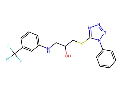 1-((1-Phenyl-1H-tetrazol-5-yl)thio)-3-((3-(trifluoromethyl)phenyl)amino)-2-propanol structure