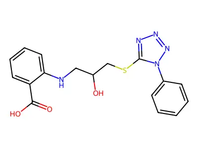 Benzoic acid, 2-((2-hydroxy-3-((1-phenyl-1H-tetrazol-5-yl)thio)propyl)amino)- structure