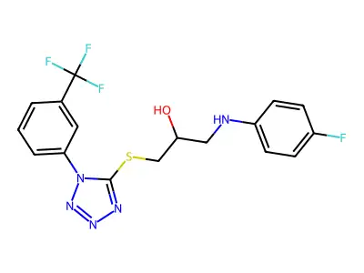 2-Propanol, 1-((4-fluorophenyl)amino)-3-((1-(3-(trifluoromethyl)phenyl)-1H-tetrazol-5-yl)thio)- structure