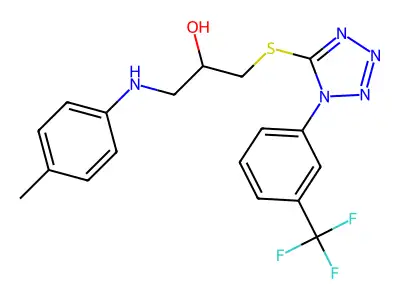 2-Propanol, 1-((4-methylphenyl)amino)-3-((1-(3-(trifluoromethyl)phenyl)-1H-tetrazol-5-yl)thio)- structure