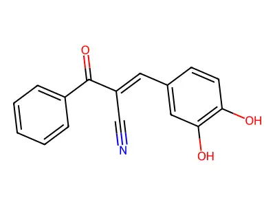 (E)-2-benzoyl-3-(3,4-dihydroxyphenyl)prop-2-enenitrile structure