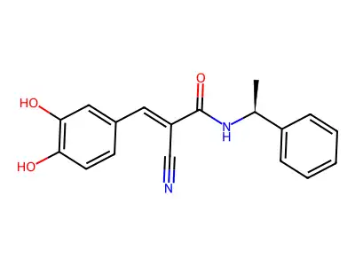 2-氰基-3-(3,4-二羟基苯基)-N-(1-苯乙基)丙烯酰胺 structure