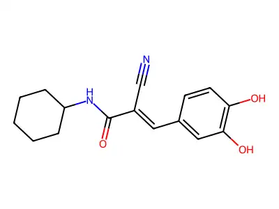 2-cyano-N-cyclohexyl-3-(3,4-dihydroxyphenyl)prop-2-enamide structure