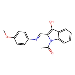 (2Z)-1-acetyl-2-[(4-methoxyanilino)methylidene]indol-3-one structure
