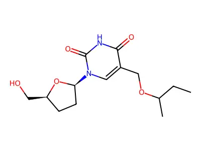 2',3'-Dideoxy-5-(1-methylpropoxymethyl)uridine structure