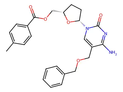 Cytidine, 2',3'-dideoxy-5-((phenylmethoxy)methyl)-, 5'-(4-methylbenzoate) structure