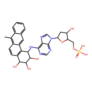 5'-Adenylic acid, 2'-deoxy-N-(1,2,3,4-tetrahydro-2,3,4-trihydroxy-7-methylbenz(a)anthracen-1-yl)-, (1S-(1alpha,2alpha,3alpha,4beta))- structure