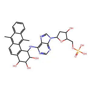 5'-Adenylic acid, 2'-deoxy-N-(1,2,3,4-tetrahydro-2,3,4-trihydroxy-7,12-dimethylbenz(a)anthracen-1-yl)-, (1R-(1alpha,2beta,3beta,4alpha))- structure