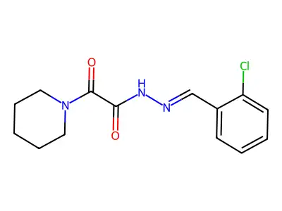 1-Piperidineacetic acid, alpha-oxo-, ((2-chlorophenyl)methylene)hydrazide, (E)- structure