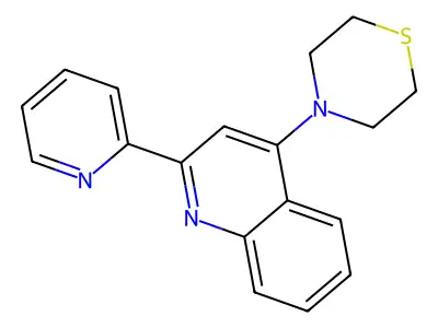Quinoline, 2-(2-pyridinyl)-4-(4-thiomorpholinyl)- structure