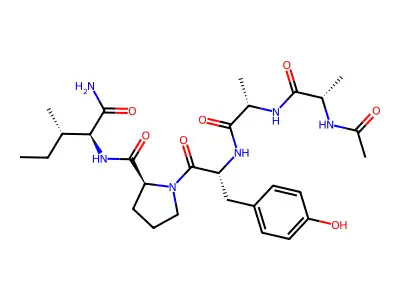 L-Isoleucinamide, N-acetyl-L-alanyl-L-alanyl-D-tyrosyl-L-prolyl- structure
