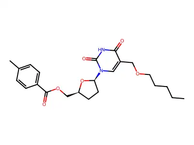 2',3'-Dideoxy-5'-O-(4-methylbenzoyl)-5-pentyloxymethyluridine structure