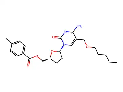 Cytidine, 2',3'-dideoxy-5-((pentyloxy)methyl)-, 5'-(4-methylbenzoate) structure