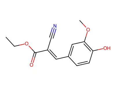 Ethyl 2-cyano-3-(4-hydroxy-3-methoxyphenyl)prop-2-enoate structure
