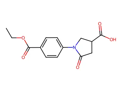 1-[4-(Ethoxycarbonyl)phenyl]-5-oxopyrrolidine-3-carboxylic acid structure