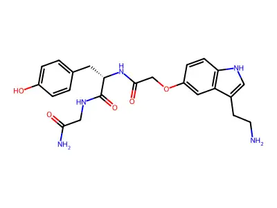 2-(3-(2-Aminoethyl)-1H-indol-5-yloxy)acetyl-L-tyrosyl-glycinamide structure