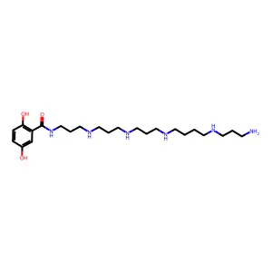 Benzamide, N-(20-amino-4,8,12,17-tetraazaeicos-1-yl)-2,5-dihydroxy- structure
