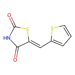 5-[(E)-2-thienylmethylidene]-1,3-thiazolane-2,4-dione structure