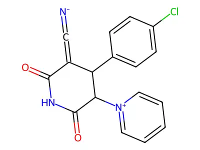 4-(4-chlorophenyl)-3-cyano-6-oxo-5-(1-pyridiniumyl)-1,4,5,6-tetrahydro-2-pyridinolate structure