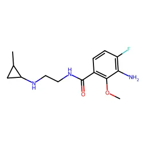 2-methoxy-4-fluoro-3-amino-N-((2-methylcyclopropylamino)ethyl)benzamide structure