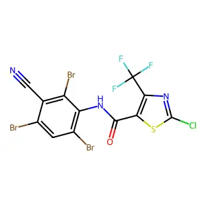5-Thiazolecarboxamide, 2-chloro-N-(2,4,6-tribromo-3-cyanophenyl)-4-(trifluoromethyl)- structure