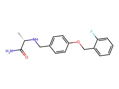 (R)-2-[4-(2-fluorobenzyloxy)benzylamino]propanamide structure