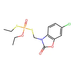 Phosphorodithioic acid, S-((6-chloro-2-oxo-3(2H)-benzoxazolyl)methyl) O,S-diethyl ester structure