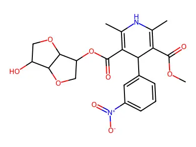 D-Glucitol, 1,4:3,6-dianhydro-, 5-(methyl 1,4-dihydro-2,6-dimethyl-4-(3-nitrophenyl)-3,5-pyridinedicarboxylate) structure