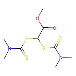 Acetic acid, 2,2-bis[[(dimethylamino)thioxomethyl]thio]-, methyl ester structure