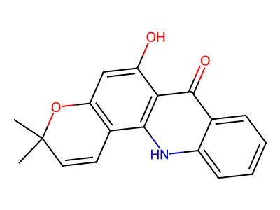 7H-Pyrano(2,3-c)acridin-7-one, 3,12-dihydro-6-hydroxy-3,3-dimethyl- structure
