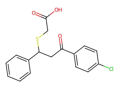 Acetic acid, 2-[[3-(4-chlorophenyl)-3-oxo-1-phenylpropyl]thio]- structure