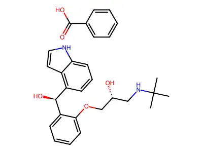 alpha-(2-(3-((1,1-Dimethylethyl)amino)-2-hydroxypropoxy)phenyl)-1H-indole-4-methanol benzoate structure